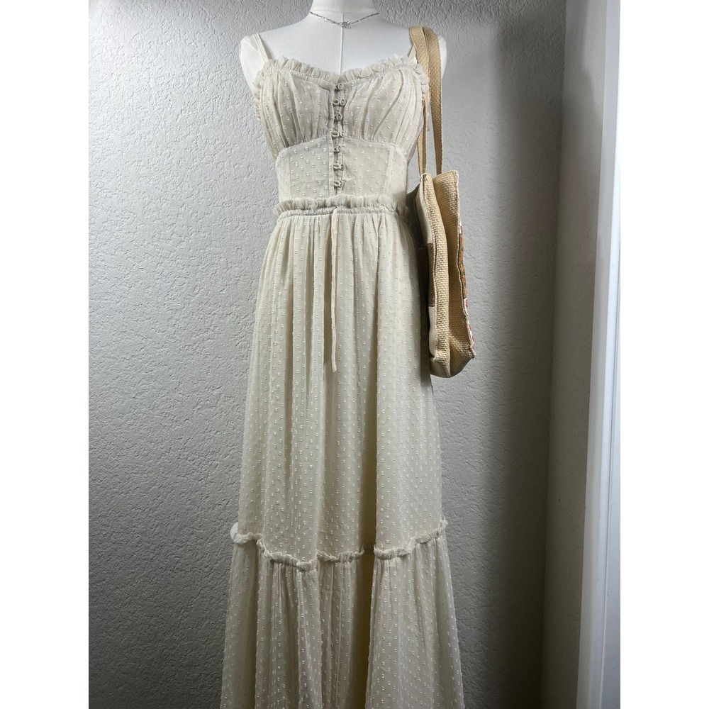 Patrons of Peace Swiss Dot Tiered Maxi Dress Gunne Sax Prairie Cottagecore - Picture 2 of 7